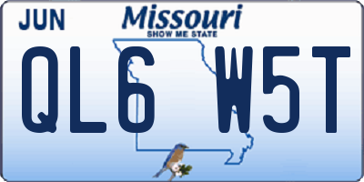 MO license plate QL6W5T