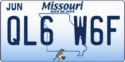 MO license plate QL6W6F