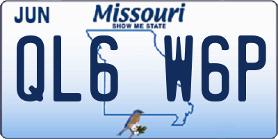 MO license plate QL6W6P