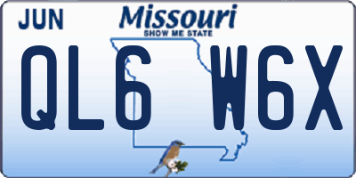 MO license plate QL6W6X