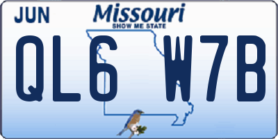 MO license plate QL6W7B