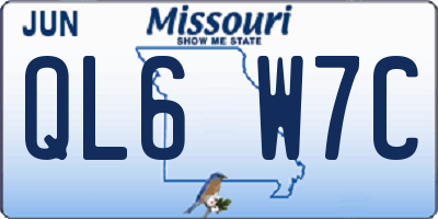 MO license plate QL6W7C