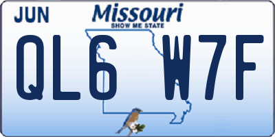 MO license plate QL6W7F