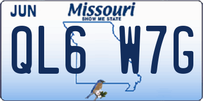 MO license plate QL6W7G