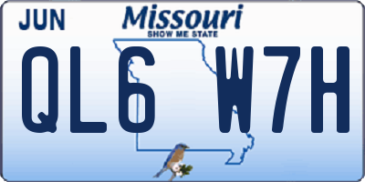 MO license plate QL6W7H