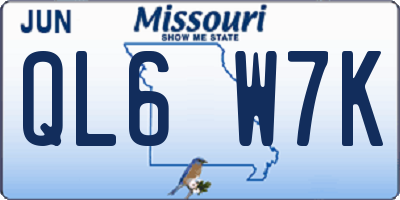 MO license plate QL6W7K