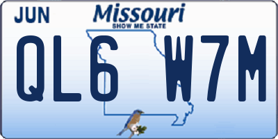 MO license plate QL6W7M