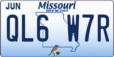 MO license plate QL6W7R