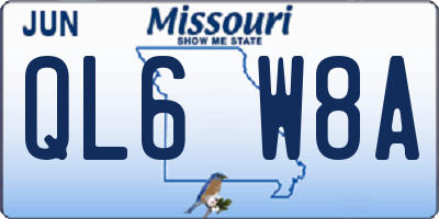 MO license plate QL6W8A