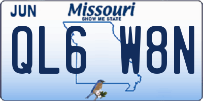 MO license plate QL6W8N