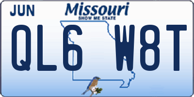 MO license plate QL6W8T
