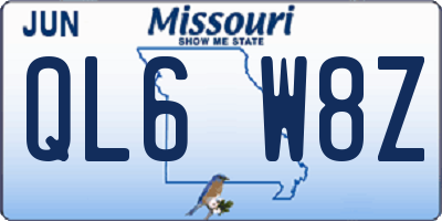 MO license plate QL6W8Z