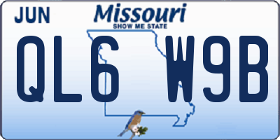 MO license plate QL6W9B