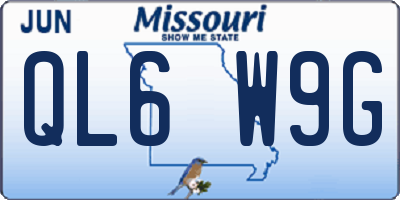 MO license plate QL6W9G