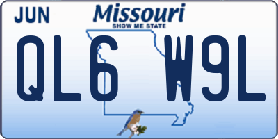 MO license plate QL6W9L