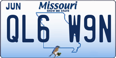 MO license plate QL6W9N