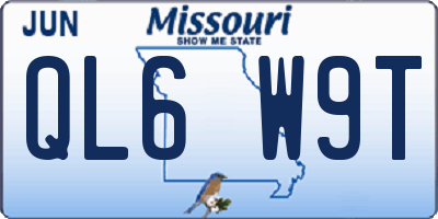 MO license plate QL6W9T
