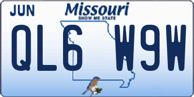 MO license plate QL6W9W