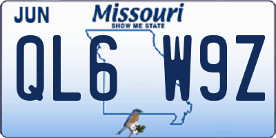 MO license plate QL6W9Z