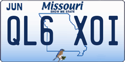 MO license plate QL6X0I
