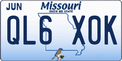 MO license plate QL6X0K