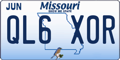 MO license plate QL6X0R