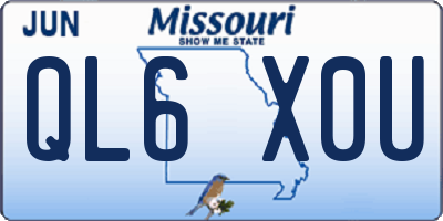 MO license plate QL6X0U