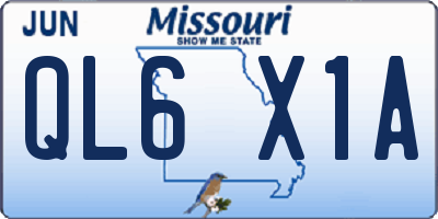 MO license plate QL6X1A