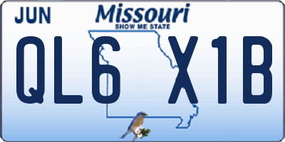 MO license plate QL6X1B