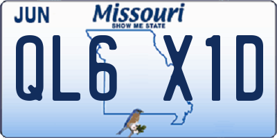 MO license plate QL6X1D