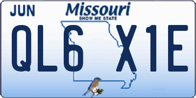 MO license plate QL6X1E