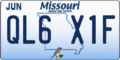 MO license plate QL6X1F