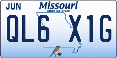 MO license plate QL6X1G