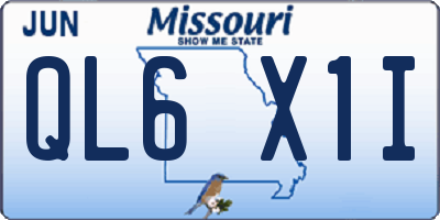 MO license plate QL6X1I