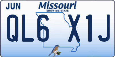 MO license plate QL6X1J