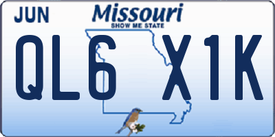 MO license plate QL6X1K