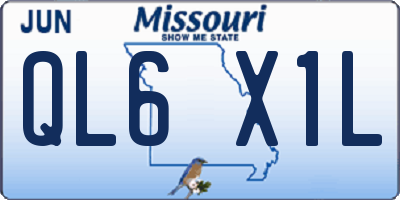 MO license plate QL6X1L