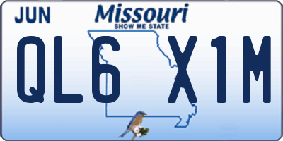 MO license plate QL6X1M