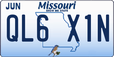 MO license plate QL6X1N