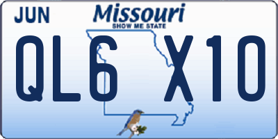 MO license plate QL6X1O