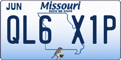 MO license plate QL6X1P