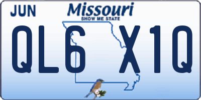 MO license plate QL6X1Q
