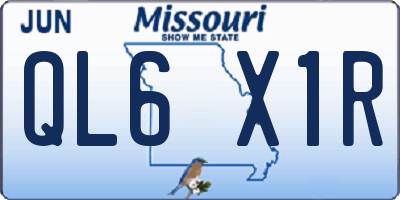 MO license plate QL6X1R