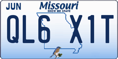 MO license plate QL6X1T