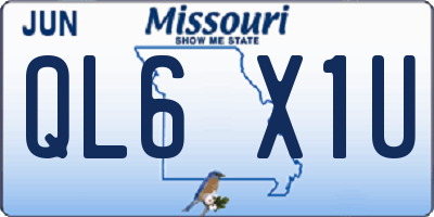 MO license plate QL6X1U