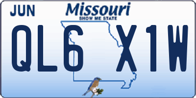 MO license plate QL6X1W