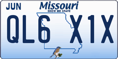 MO license plate QL6X1X