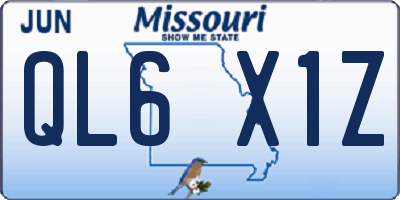 MO license plate QL6X1Z