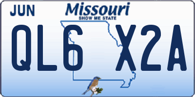 MO license plate QL6X2A