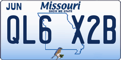 MO license plate QL6X2B